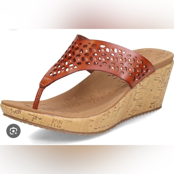 Skechers Size 7 Brown Wedge Sandals with Cork Heel - Picture 1 of 11